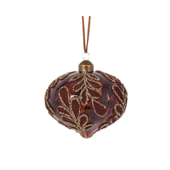 Chocolate Velvet Fern Onion Bauble - My Christmas