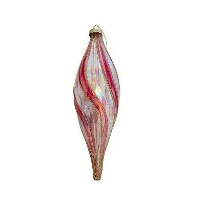 Clear and Pink Sleek Long Drop Ornament - My Christmas