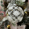 Clear and White Glass Flower Bauble - My Christmas