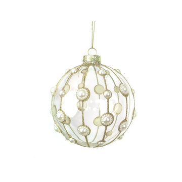 Clear Glass Bauble with Pearl Details - My Christmas