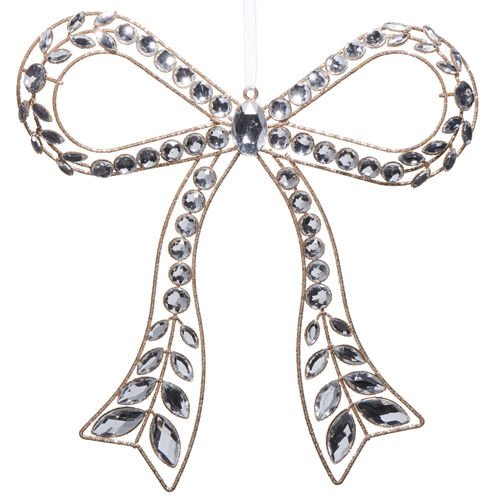 Clear Jewelled Bow Ornament - Large - My Christmas