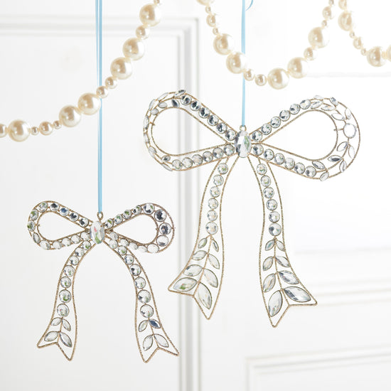 Clear Jewelled Bow Ornament - Small - My Christmas