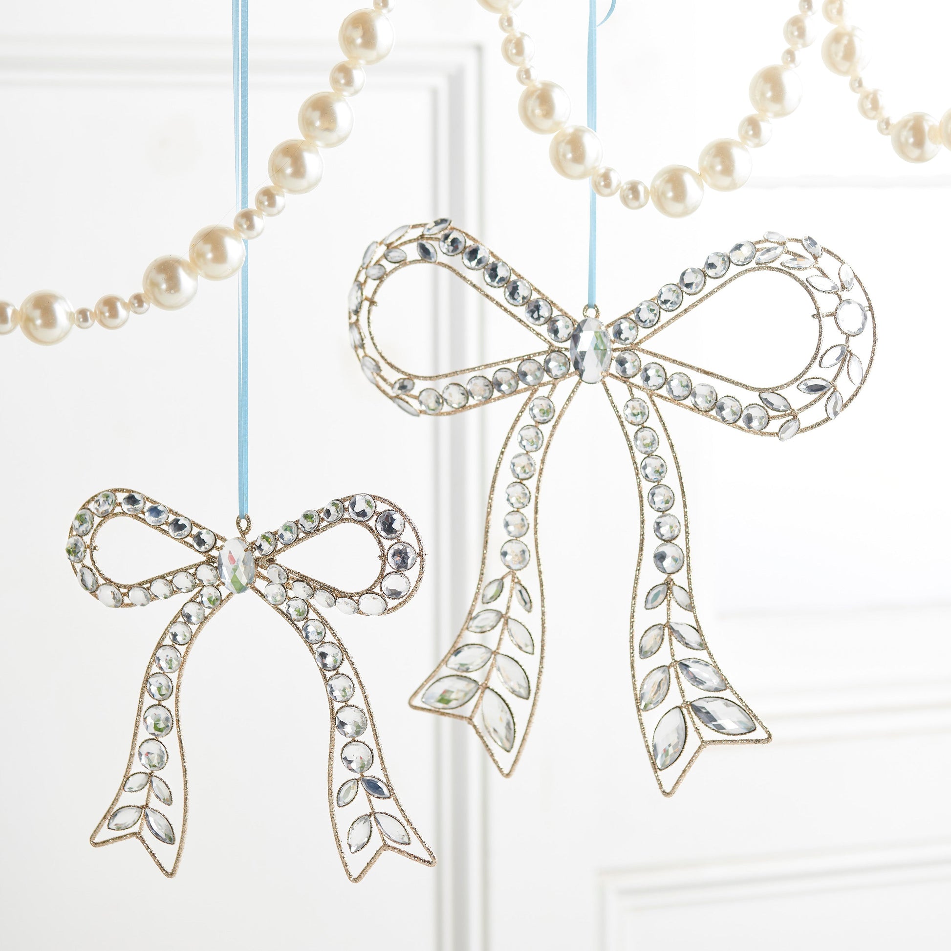 Clear Jewelled Bow Ornament - Small - My Christmas