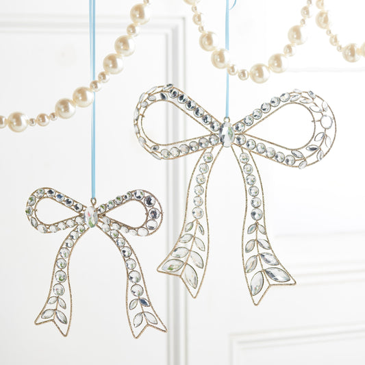 Clear Jewelled Bow Ornament - Small - My Christmas