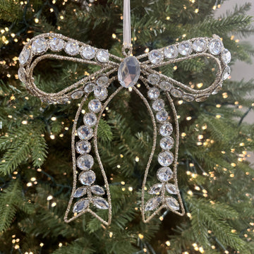 Clear Jewelled Bow Ornament - Small - My Christmas