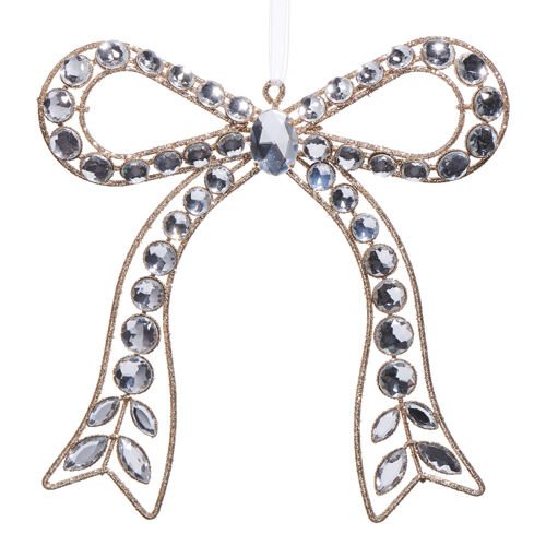 Clear Jewelled Bow Ornament - Small - My Christmas