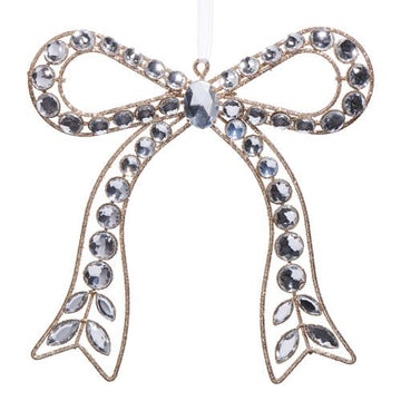 Clear Jewelled Bow Ornament - Small - My Christmas