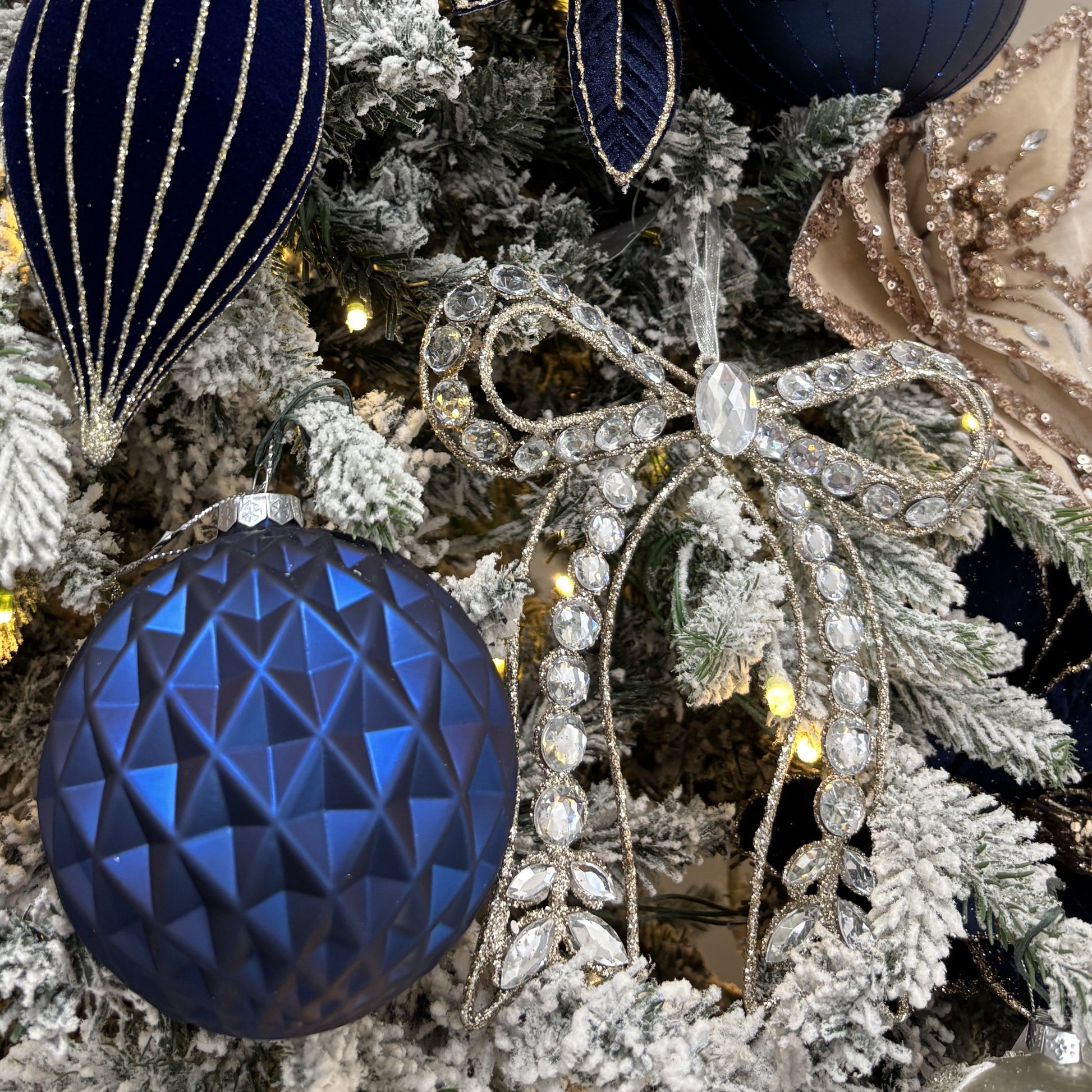 Clear Jewelled Bow Ornament - Small - My Christmas