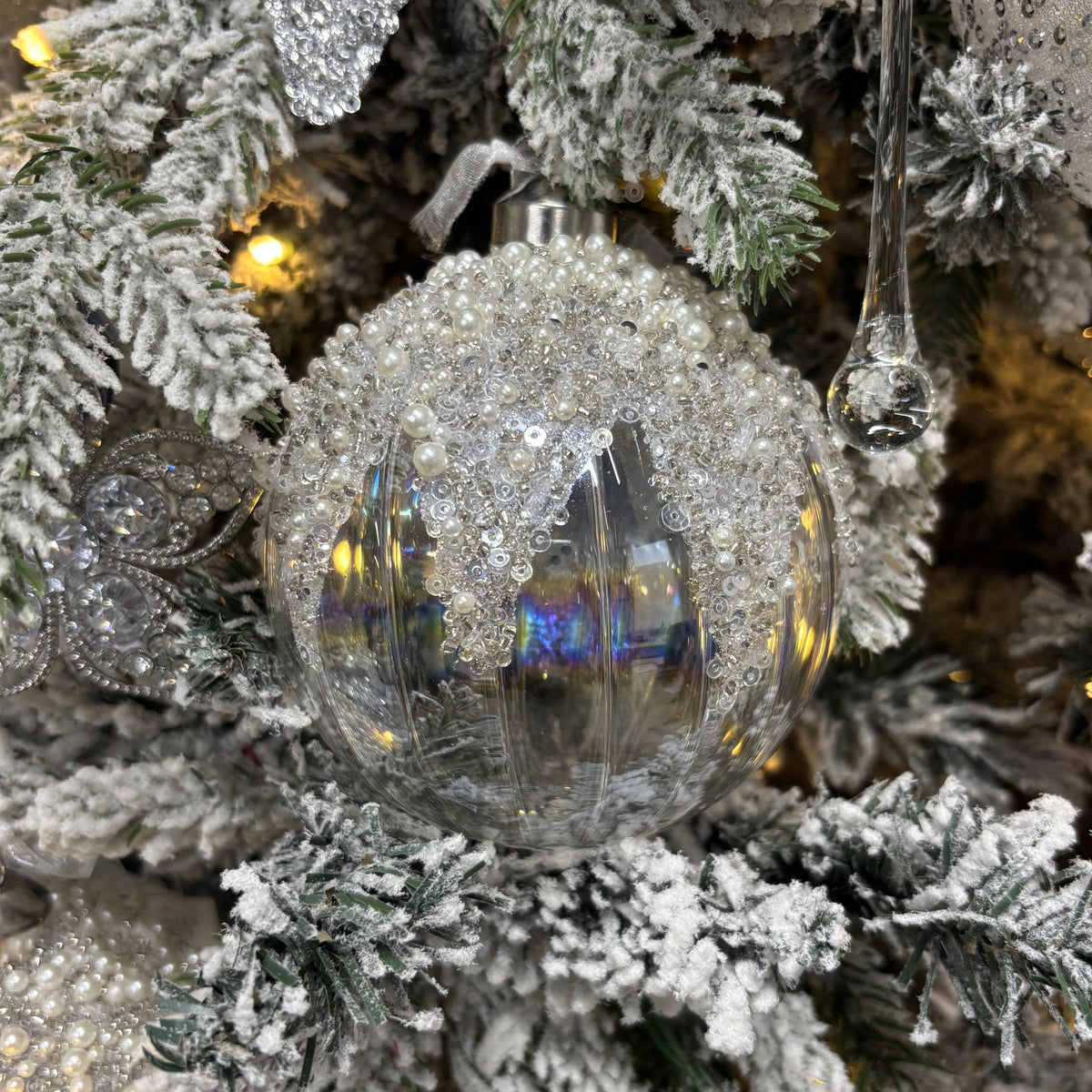 Clear Pearl Topped Bauble - My Christmas