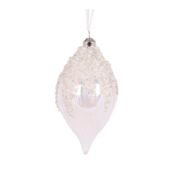 Clear Pearl Topped Drop Bauble - My Christmas