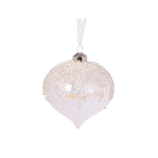 Clear Pearl Topped Onion Bauble - My Christmas