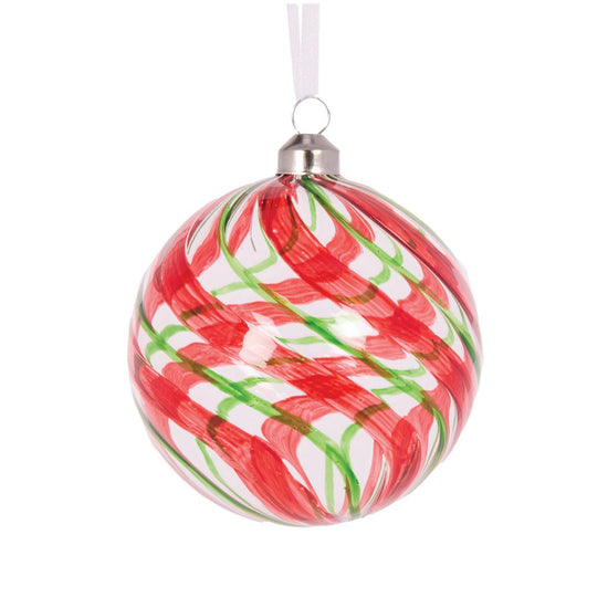 Clear Peppermint Swirl Bauble - My Christmas