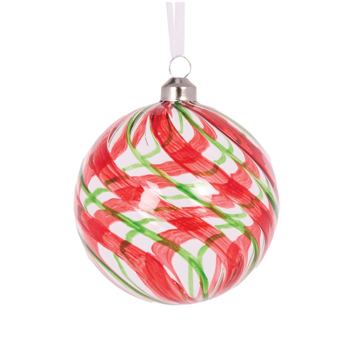 Clear Peppermint Swirl Bauble - My Christmas