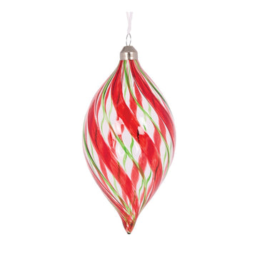 Clear Peppermint Swirl Drop Bauble - My Christmas