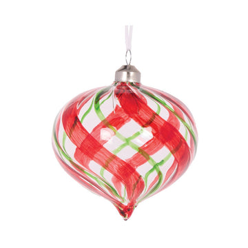 Clear Peppermint Swirl Onion Bauble - My Christmas