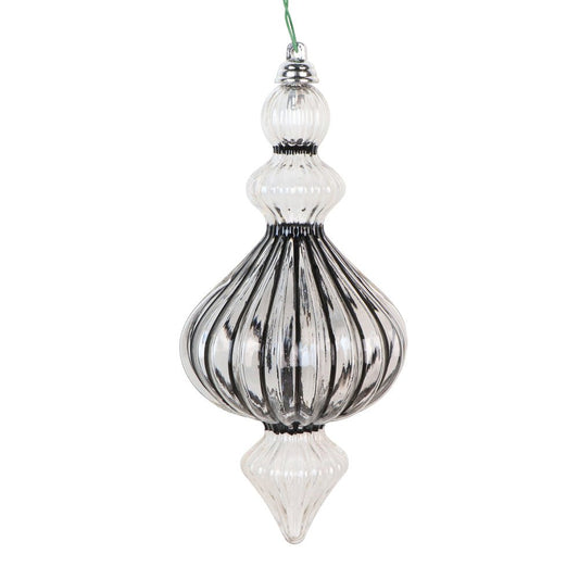 Clear Pinstriped Finial - 16cm - My Christmas