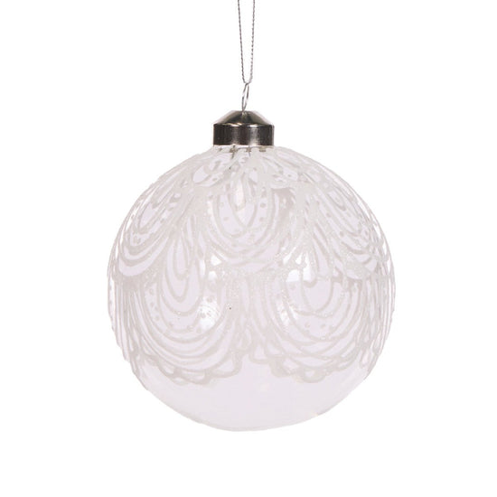 Clear Piped Lace Bauble - My Christmas