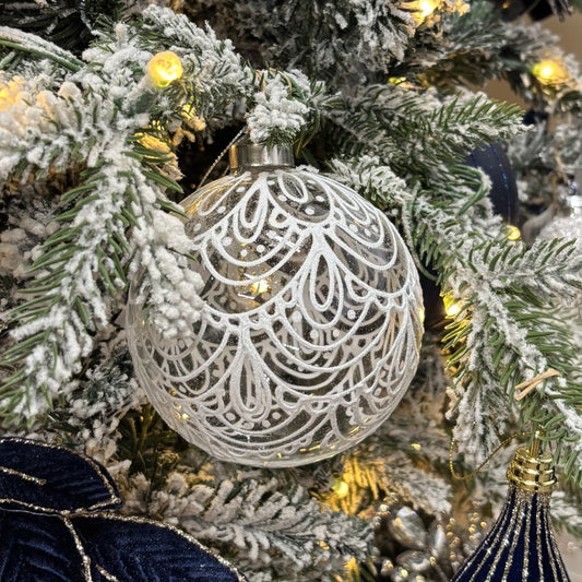 Clear Piped Lace Bauble - My Christmas