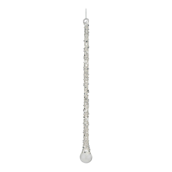 Clear Silver Encrusted Icicle Ornament - My Christmas