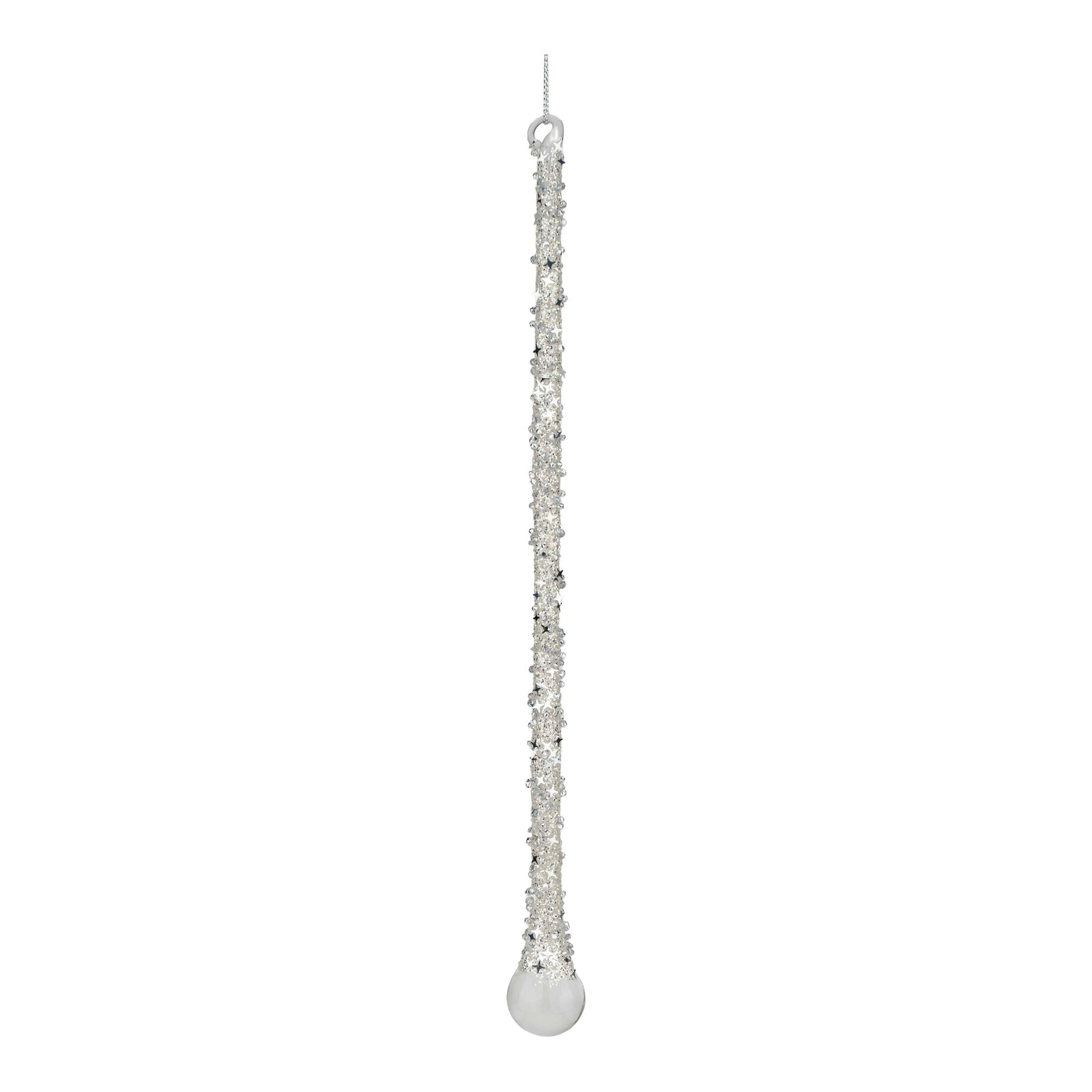 Clear Silver Encrusted Icicle Ornament - My Christmas
