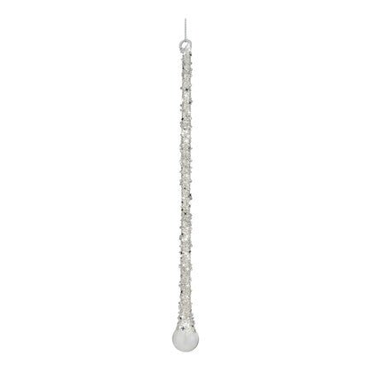 Clear Silver Encrusted Icicle Ornaments - Set of 3 - My Christmas