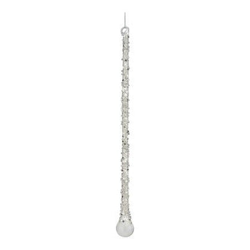 Clear Silver Encrusted Icicle Ornaments - Set of 3 - My Christmas