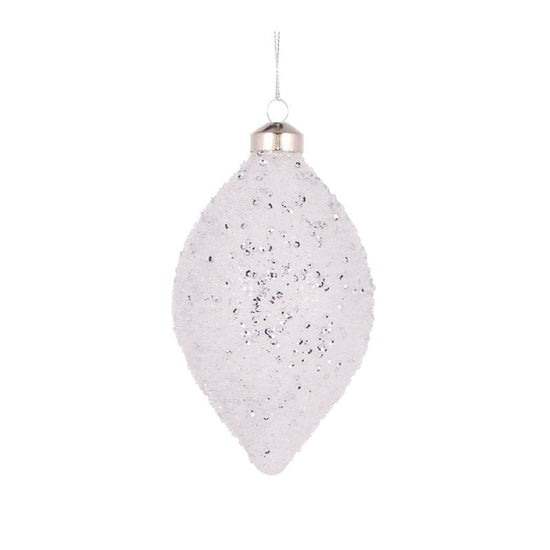 Clear Textured Glitter Drop Bauble - My Christmas