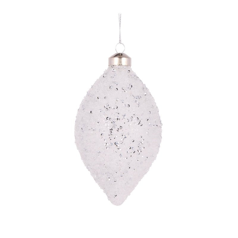 Clear Textured Glitter Drop Bauble - My Christmas