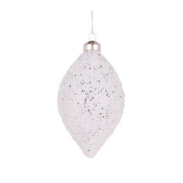 Clear Textured Glitter Drop Bauble - My Christmas