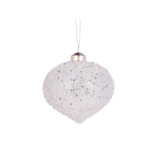 Clear Textured Glitter Onion Bauble - My Christmas