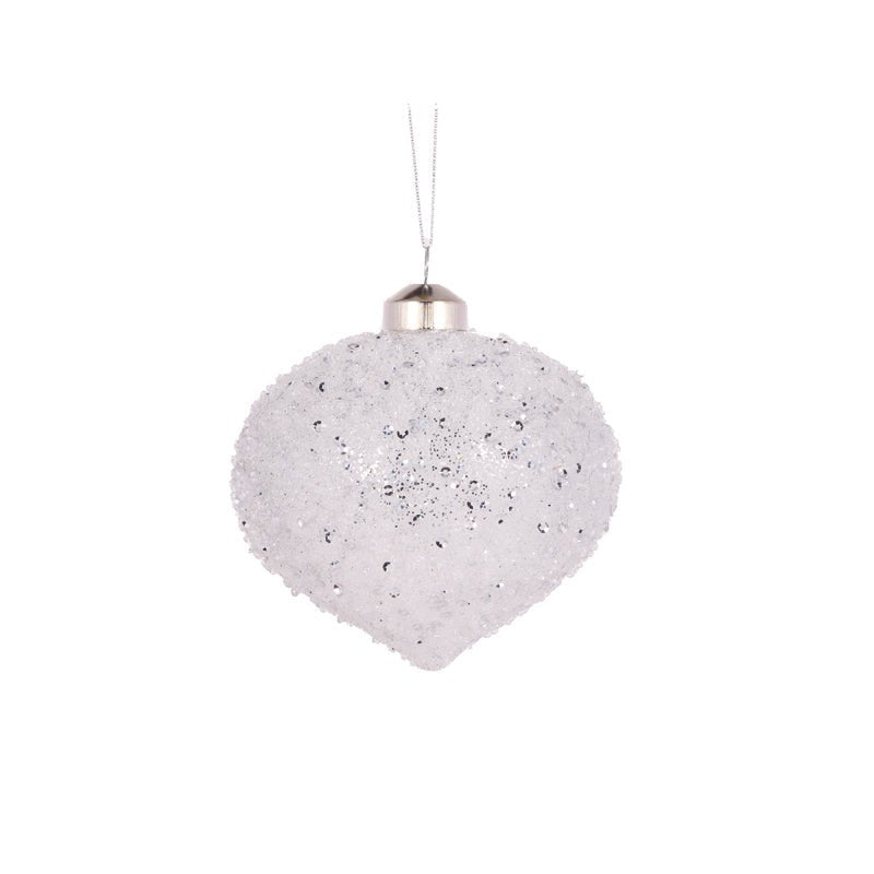 Clear Textured Glitter Onion Bauble - My Christmas