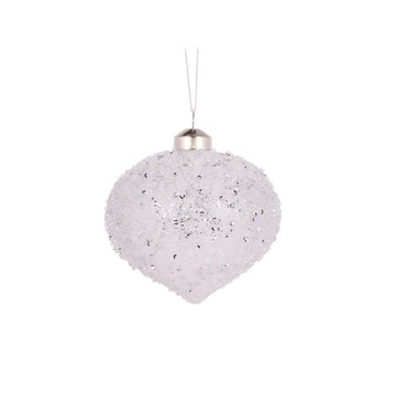 Clear Textured Glitter Onion Bauble - My Christmas