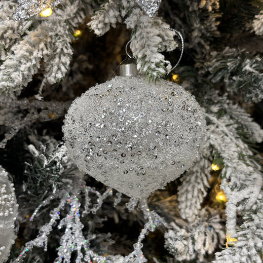 Clear Textured Glitter Onion Bauble - My Christmas