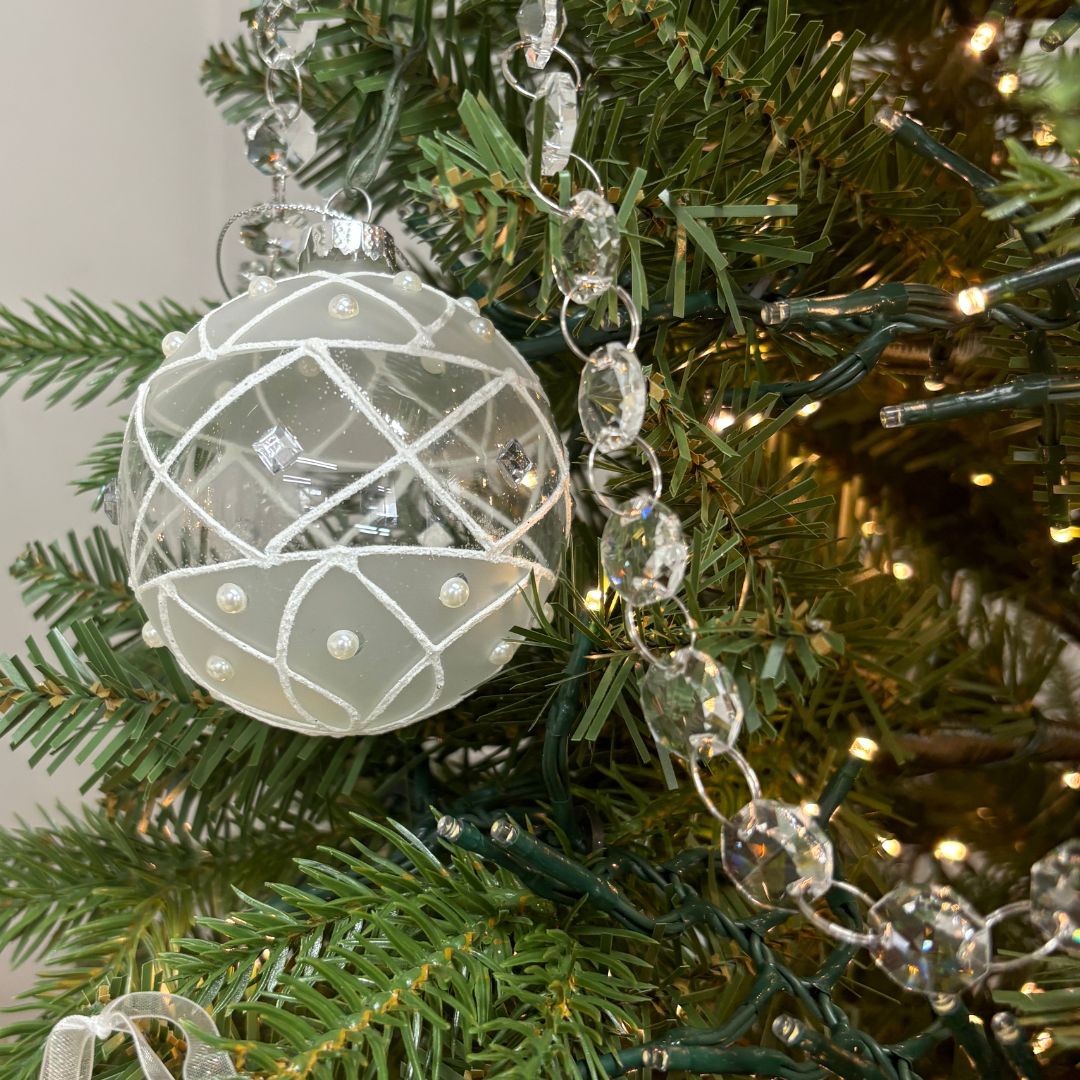 Clear White Glass Bauble - Pack of 3 - My Christmas