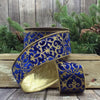 Cobalt Blue Scroll Glitter Velvet Ribbon - 2.5" wide - My Christmas