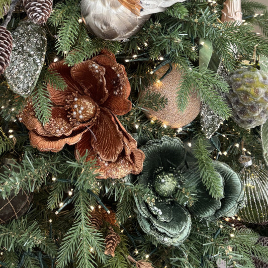 Copper Clip-on Magnolia with Beaded Petals - My Christmas