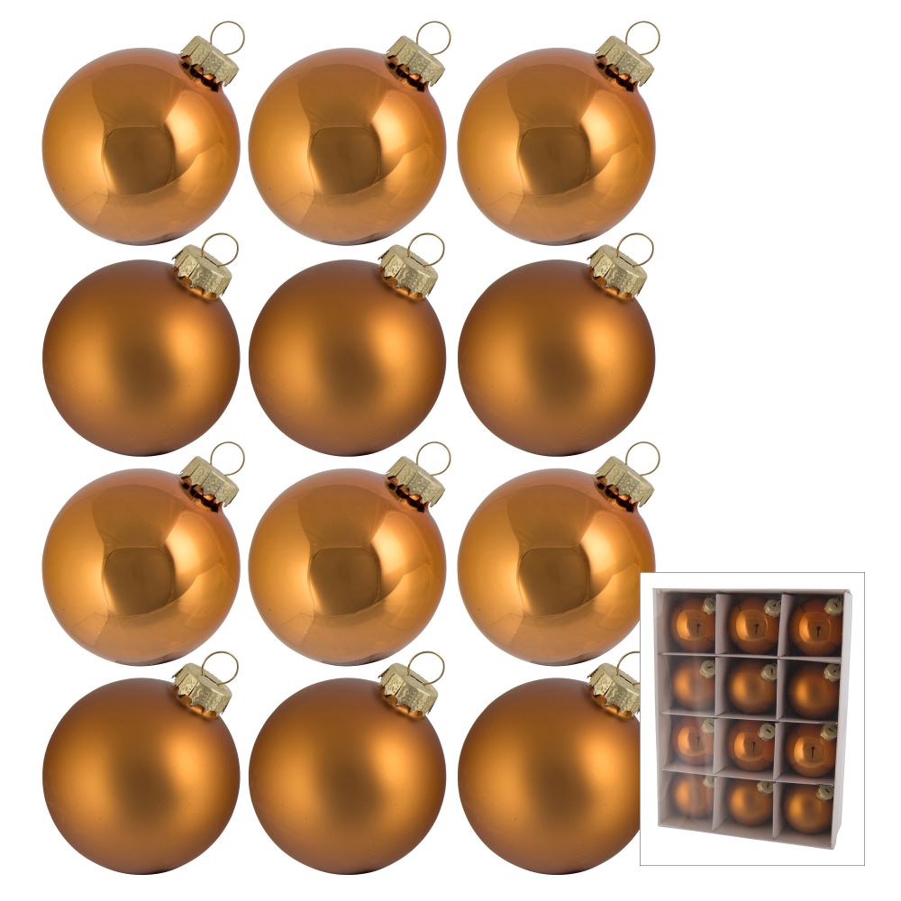 Copper Glass Baubles 6cm - Box of 12 - My Christmas