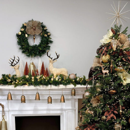Copper Glitter Bay Leaf Spray - My Christmas