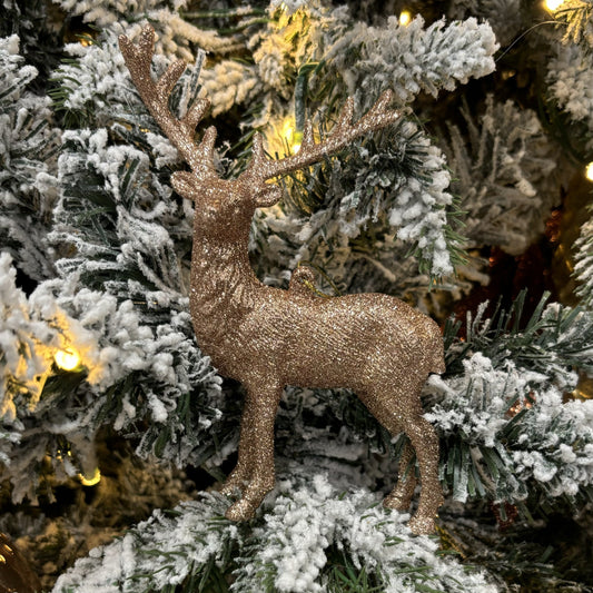 Copper Glitter Deer Ornament - My Christmas