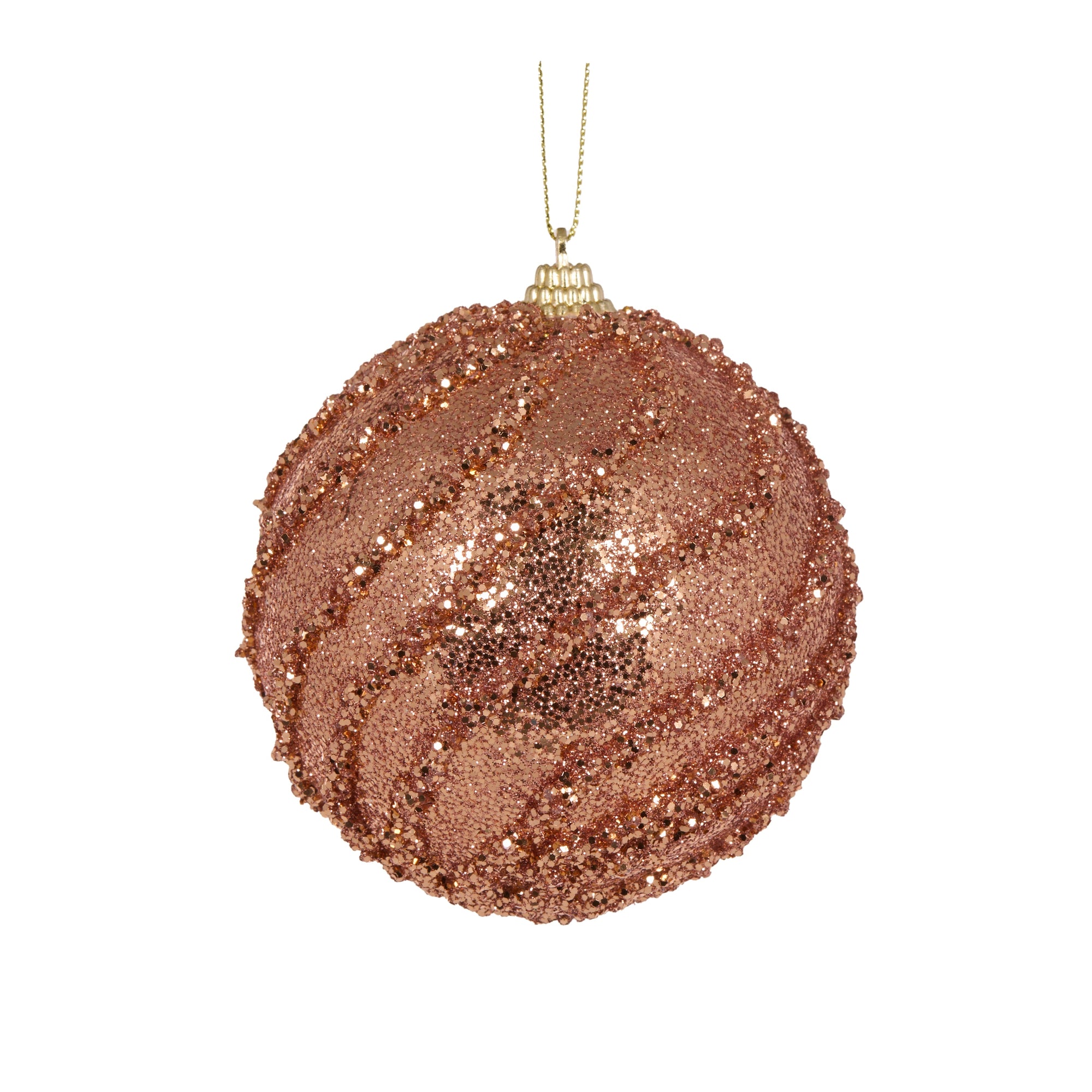 Copper Glittered Swirl Bauble - My Christmas