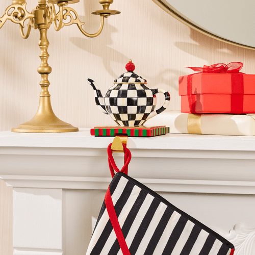 Courtly Check Teapot Stocking Holder - My Christmas