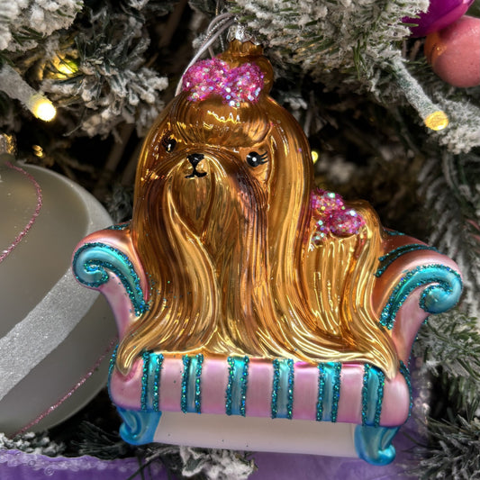 Cozy Dog with Bow Ornament - My Christmas