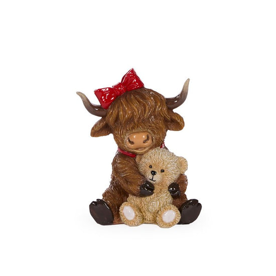 Cozy Highland Cow Cuddling Teddy Bear - My Christmas