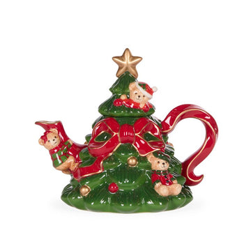 Cozy Teddy Bear Christmas Tree Teapot - My Christmas