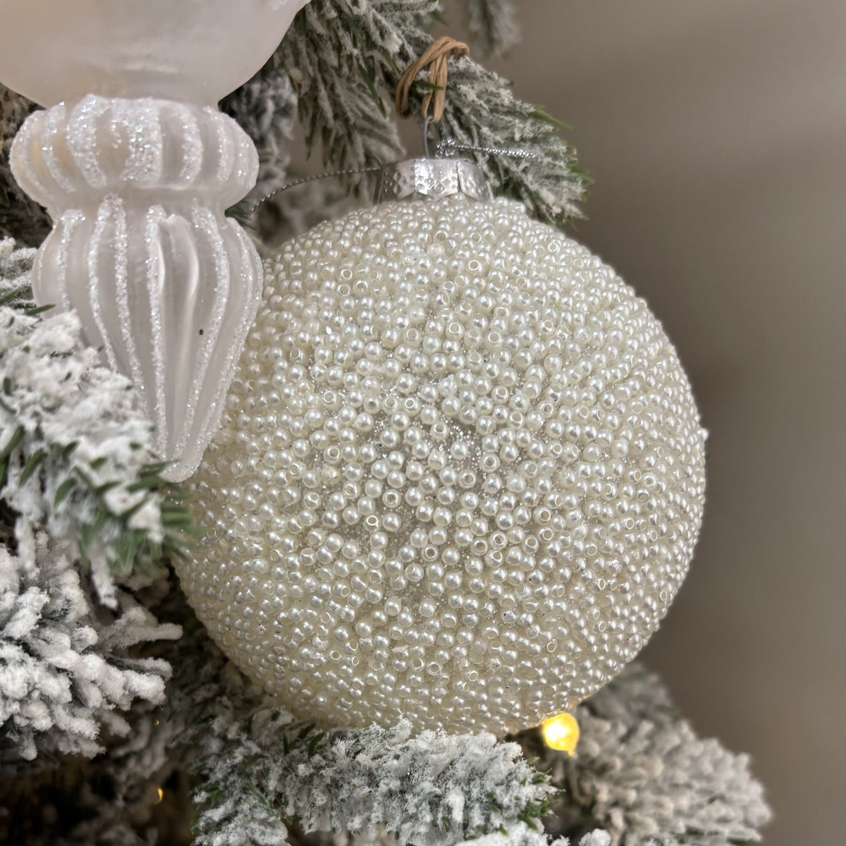 Cream Beaded Bauble - My Christmas