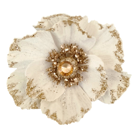 Cream Clip-on Velvet Magnolia - My Christmas