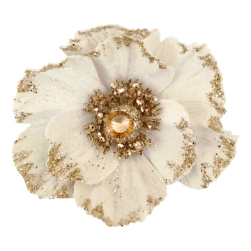 Cream Clip-on Velvet Magnolia - My Christmas