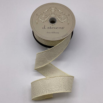 Cream Embossed Floral Ribbon - My Christmas