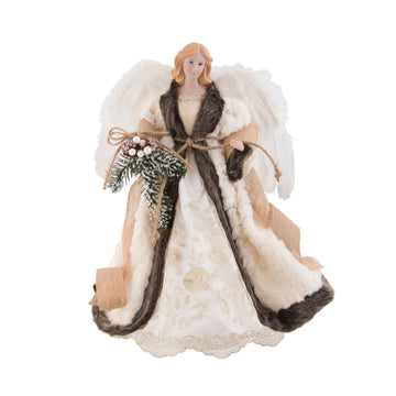 Cream Fur Coat Angel - My Christmas