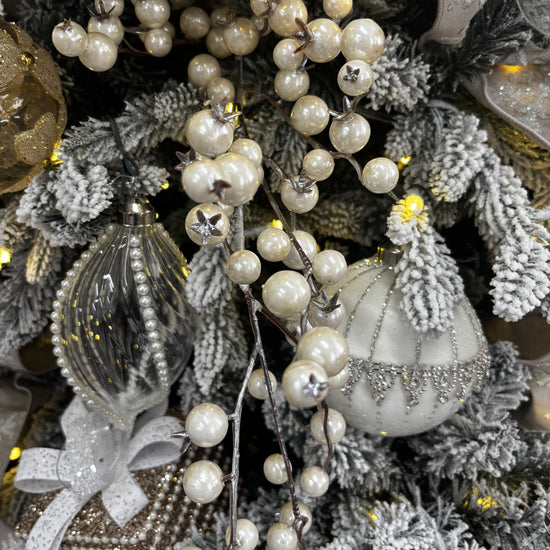 Cream Pearl Berry Spray - My Christmas
